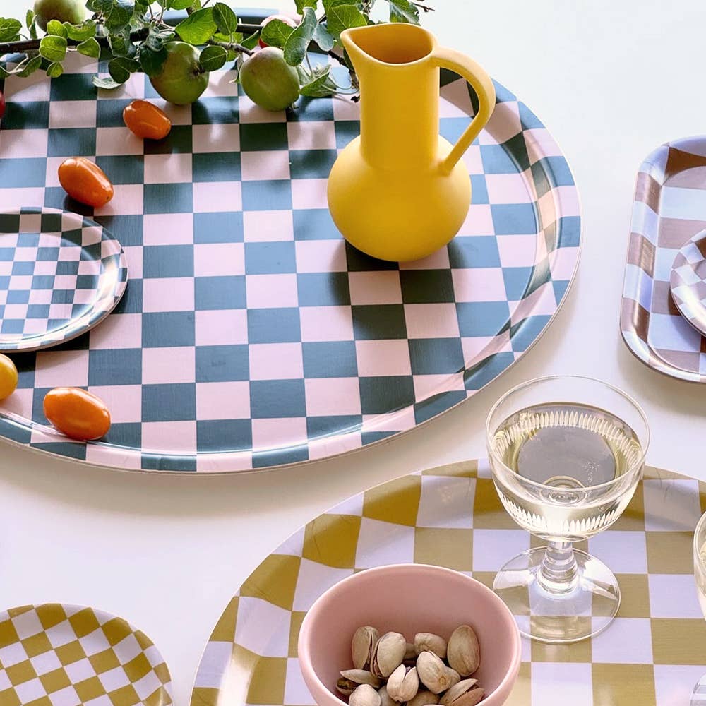 Plateau de service rond Mustard CHECKER - 31 cm