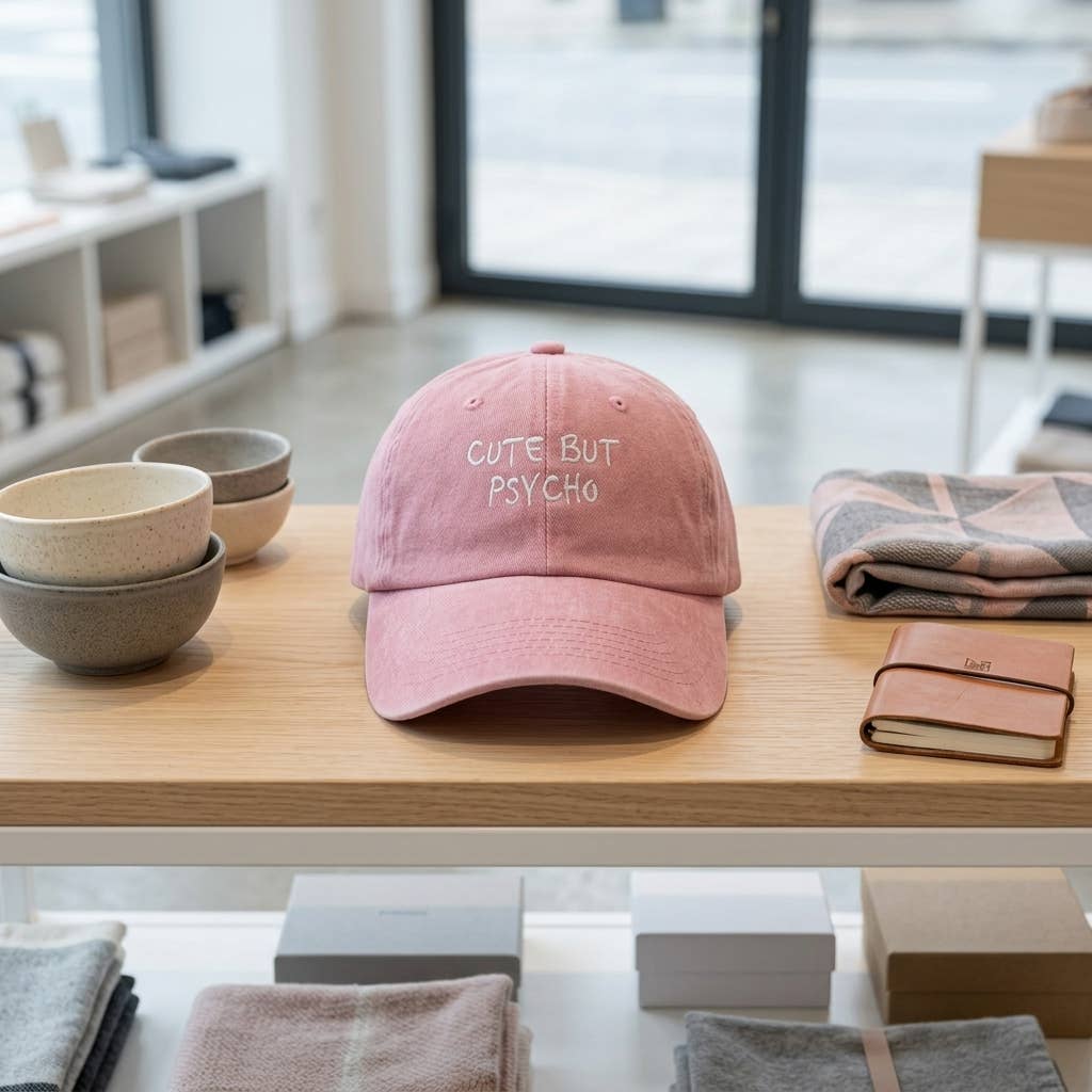 Casquette rose brodée « Mignonne mais psychopathe »: Green