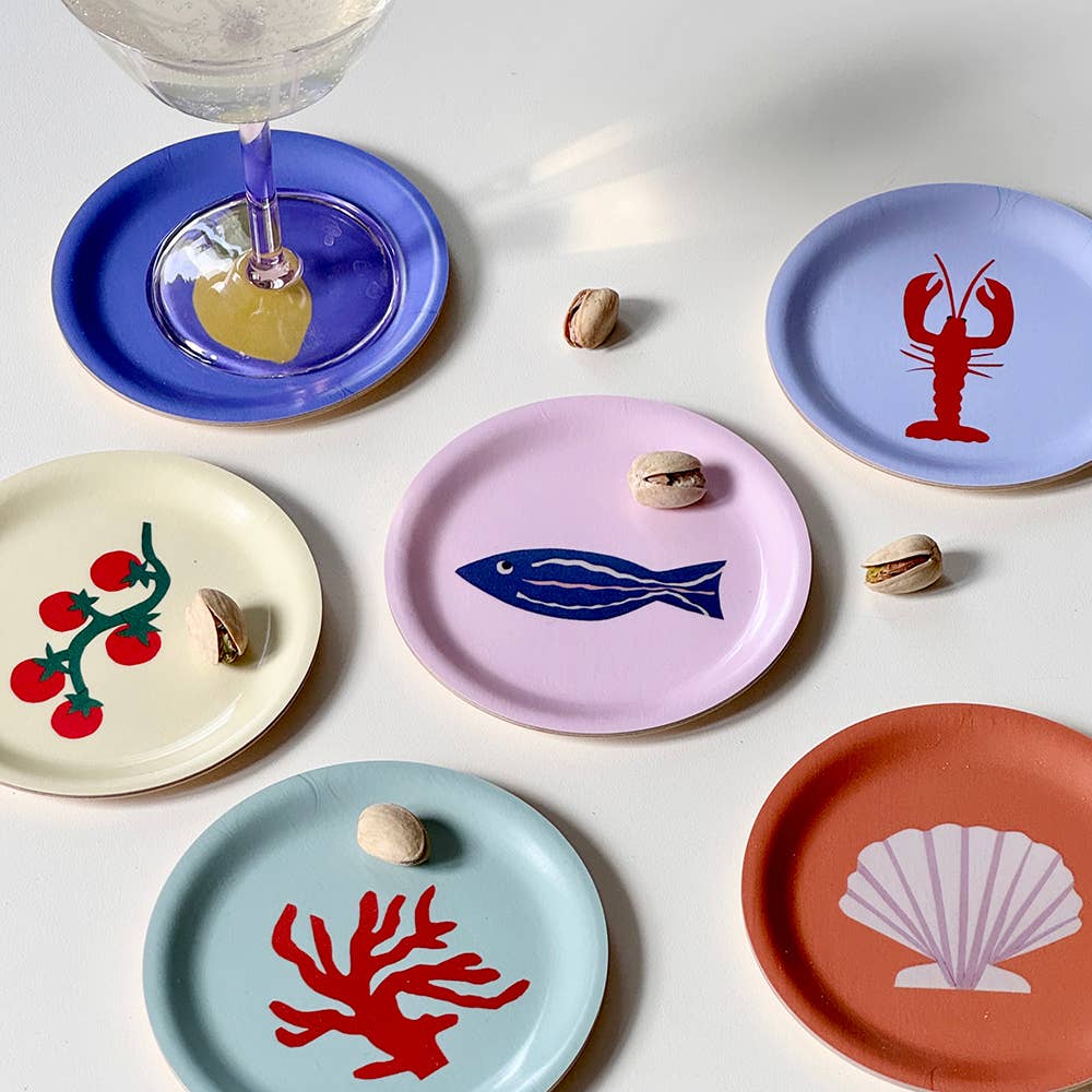 Set de 6 dessous de verre « Seaside Lunch » - 11 cm