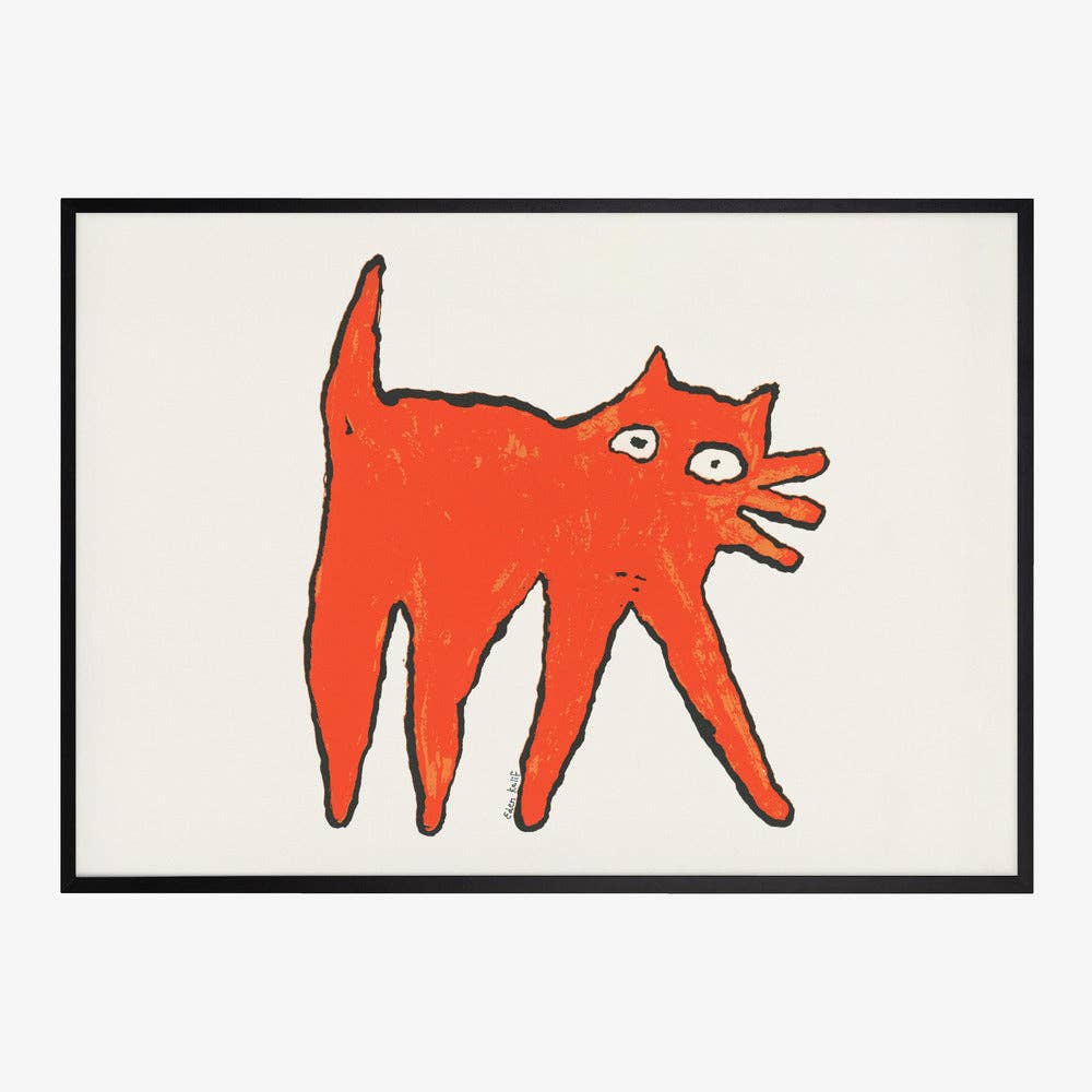 Tirage d'art — Chat orange aux grands yeux — Naïf, fantaisiste: Pas de cadre / 30 x 40 cm