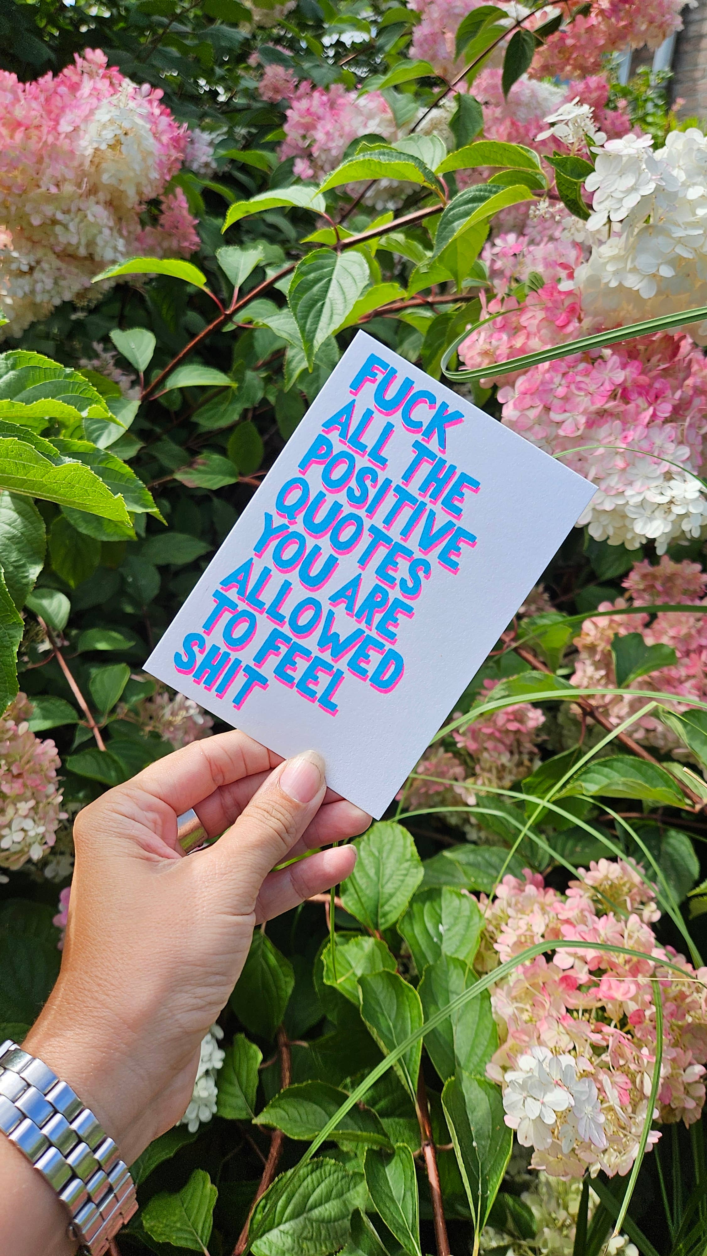 Carte Riso « Fuck all the positive quotes » : message frais et authentique