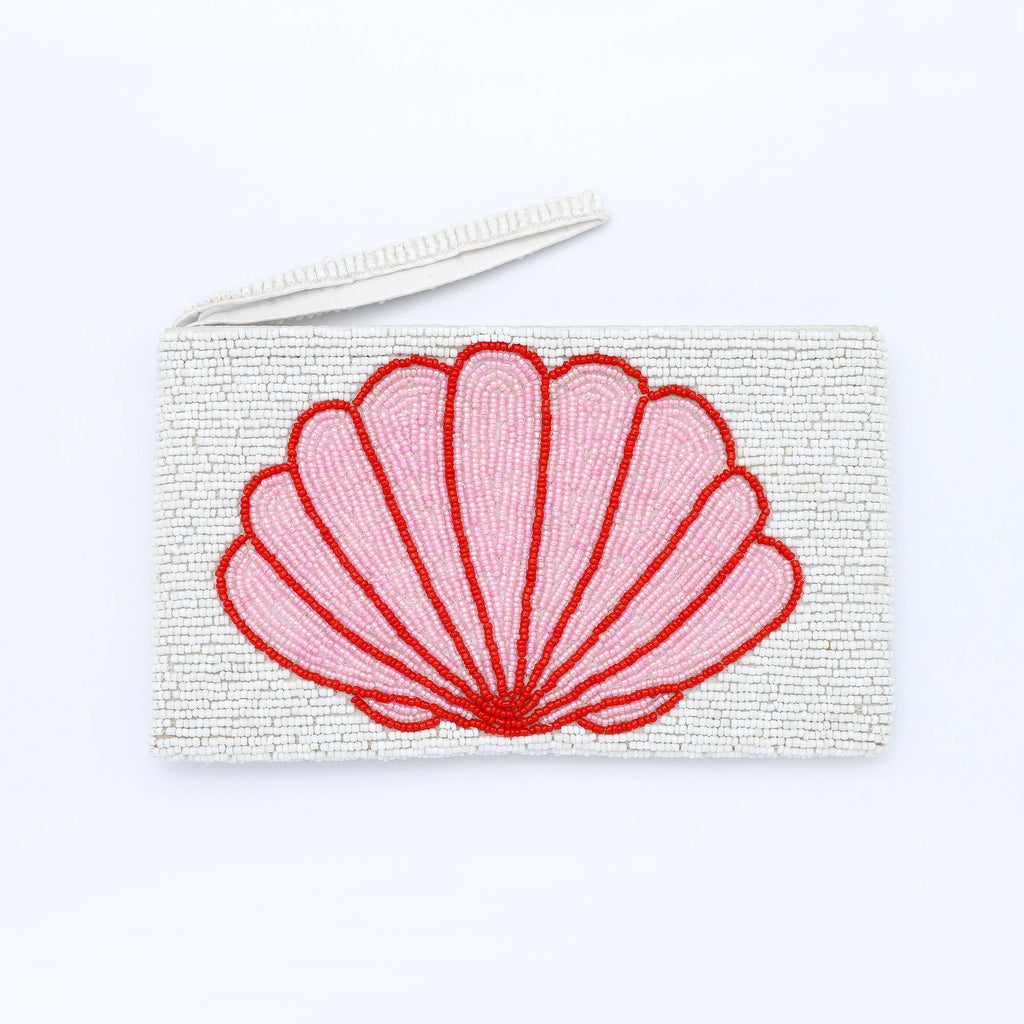 Grande pochette tropicale perlée, sac de plage artisanal en perles: Noir
