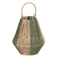 Lanterne porte-bougie en papier torsadé vert L