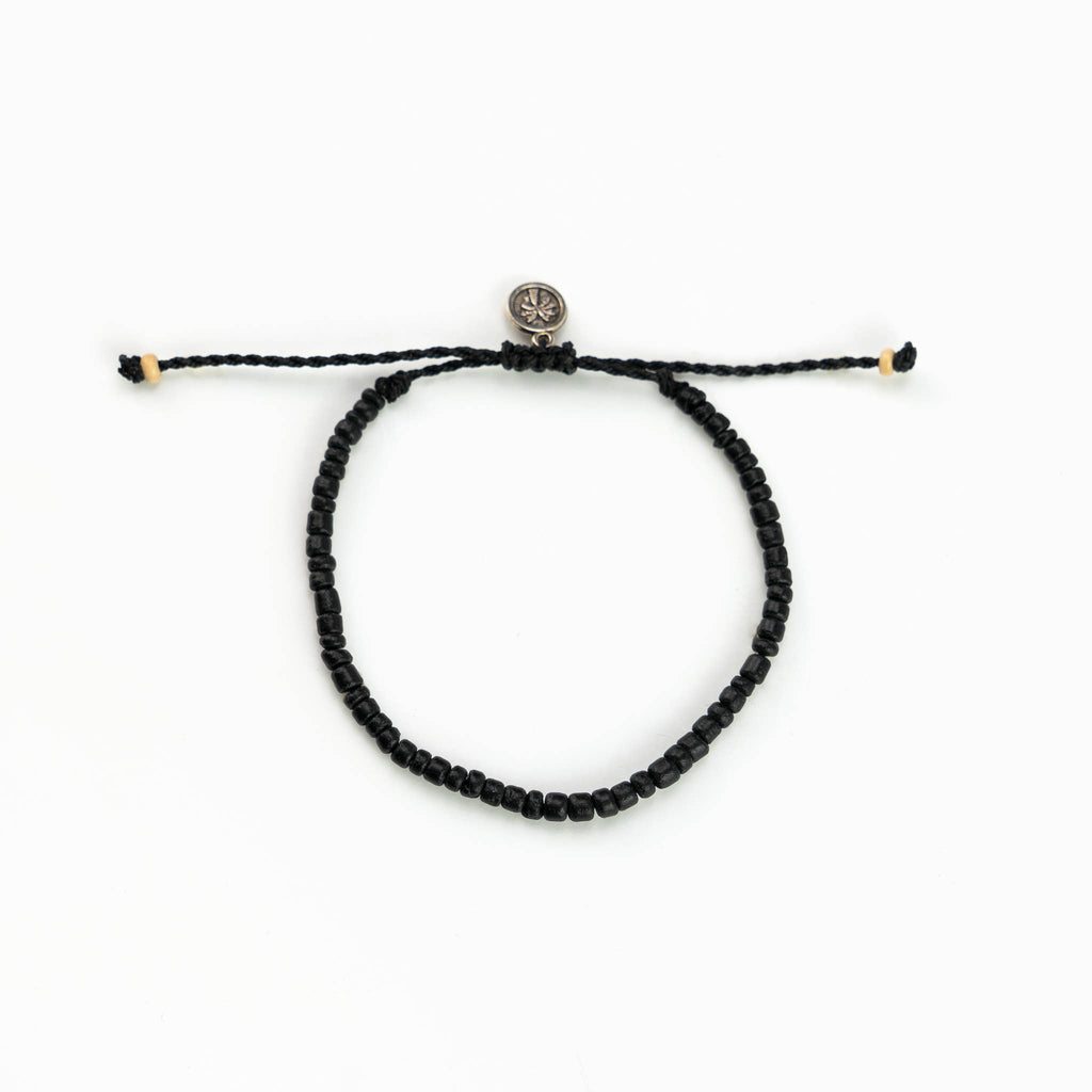 Bracelet à perles Coconut Bay, bracelet empilable réglable: Noir
