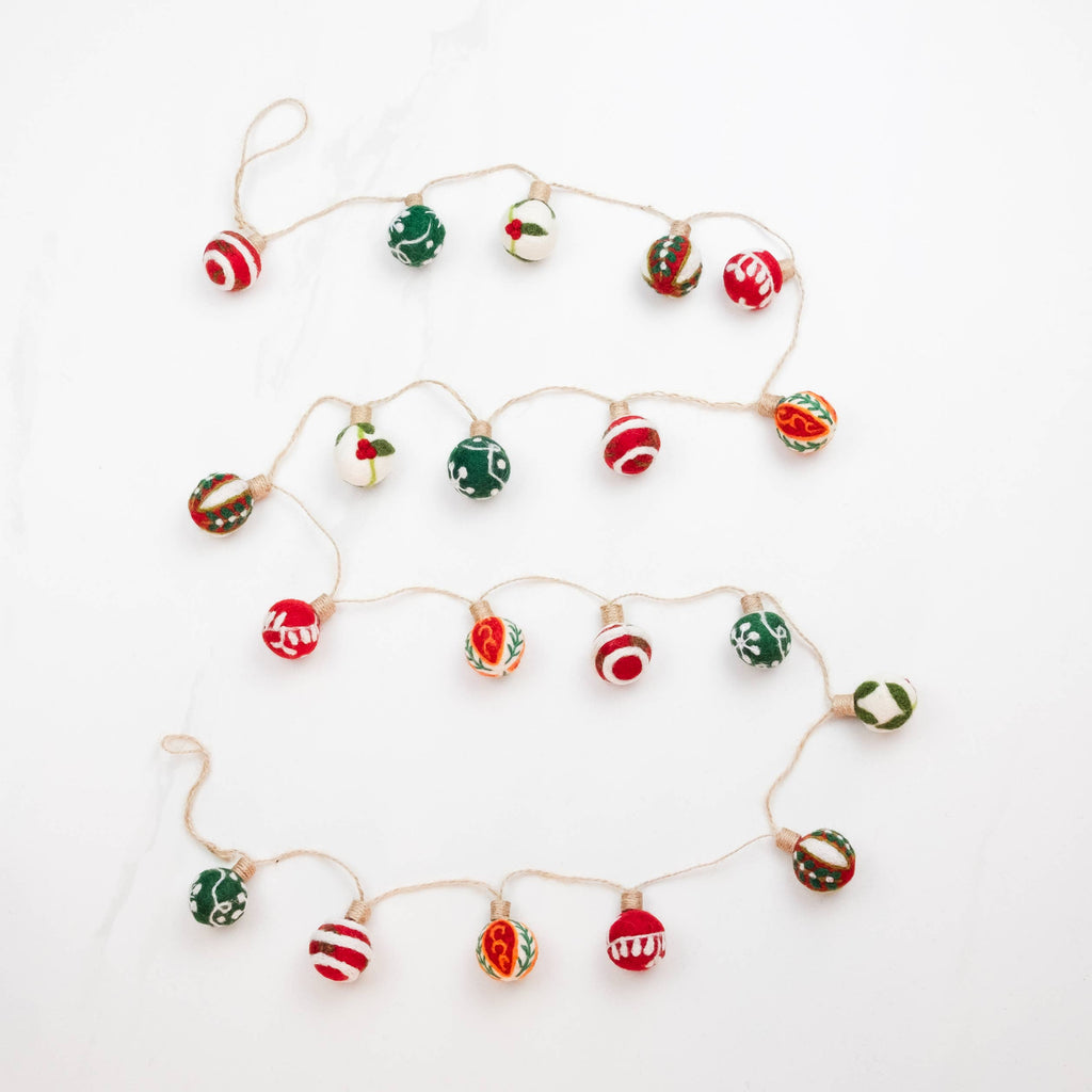 Guirlande - Décor de Noël - Boule de Noël brodée