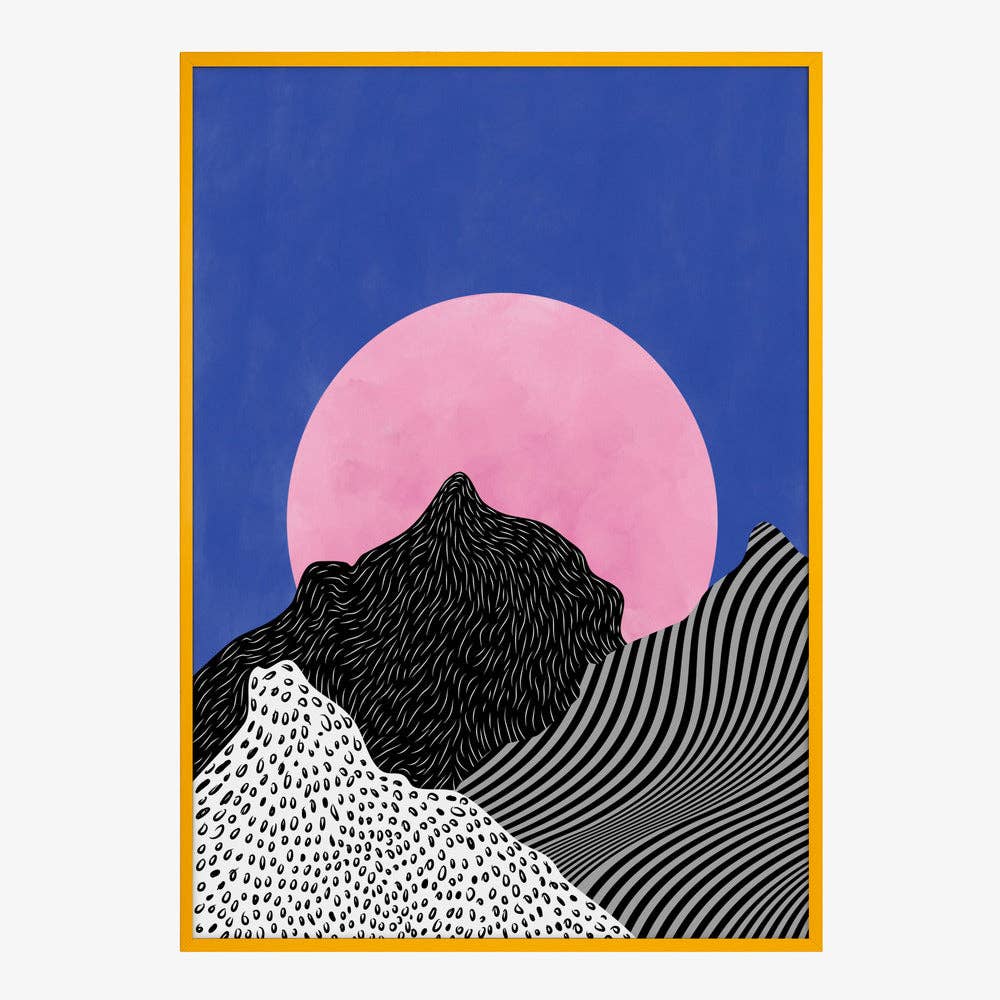 Impression d'art « Pink Moon Peaks » — Paysage pop surréaliste: Pas de cadre / 30x40 cm