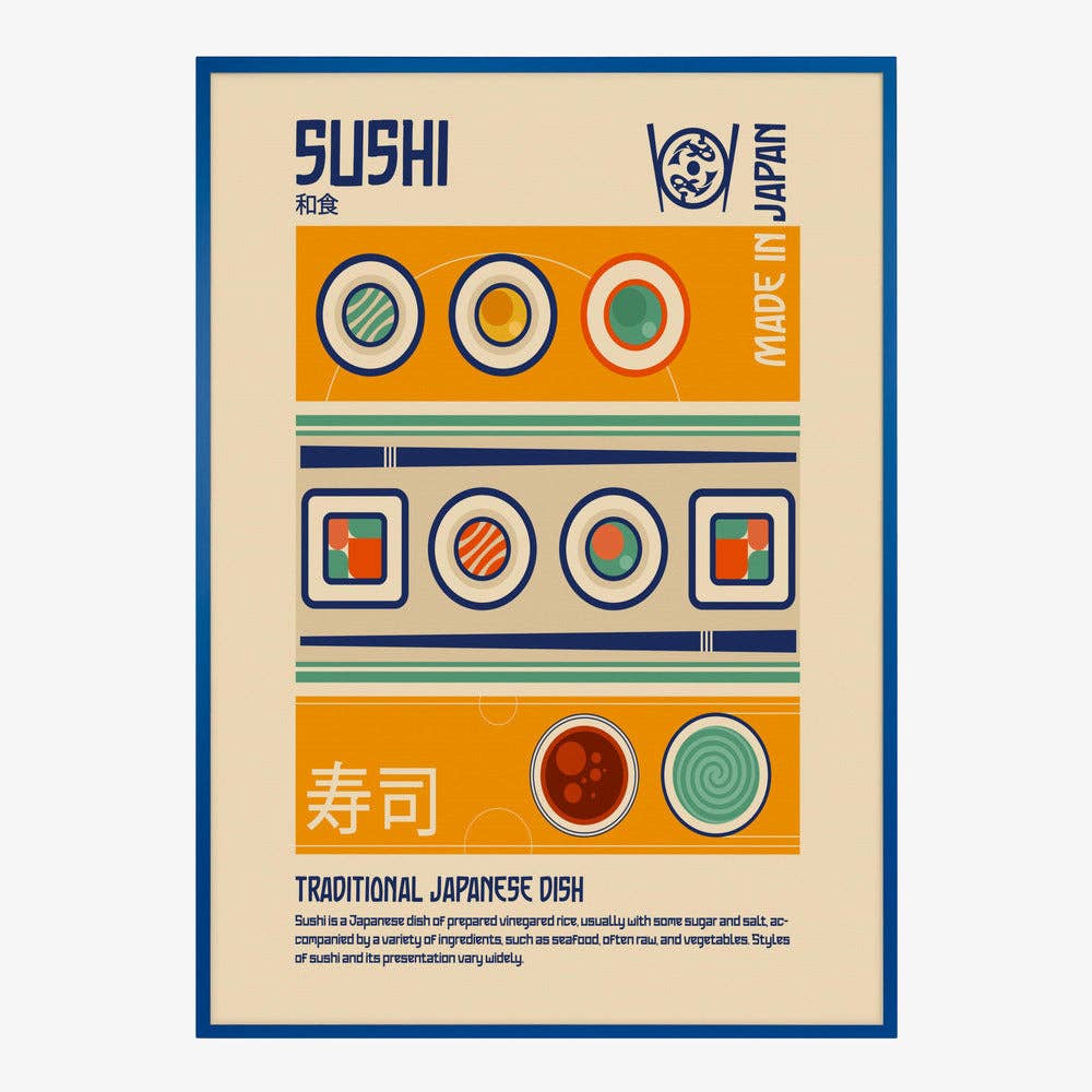 Impression d'art « Sushi fabriqué au Japon » - Affiche rétro: Pas de cadre / 30 x 40 cm