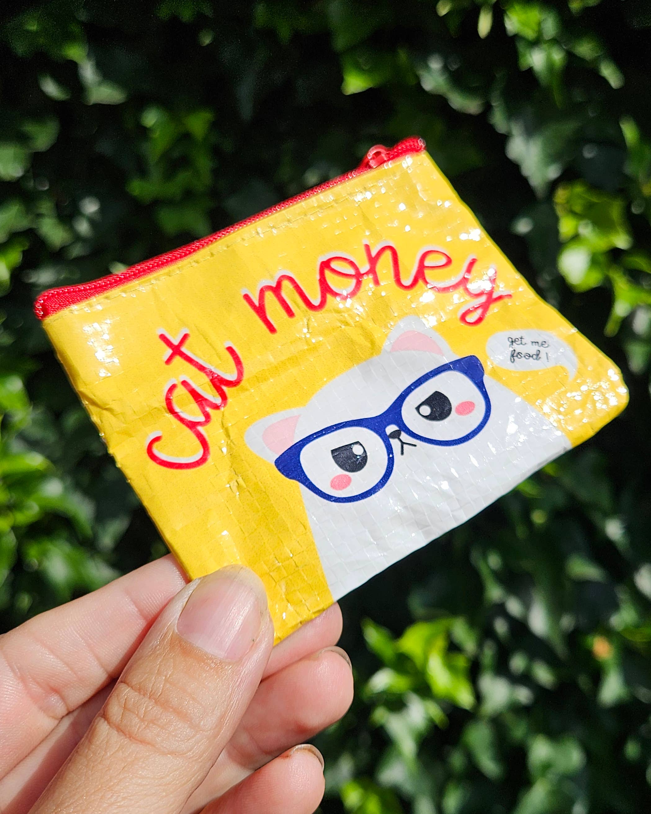Porte-monnaie jaune « Cat Money » en plastique recyclé