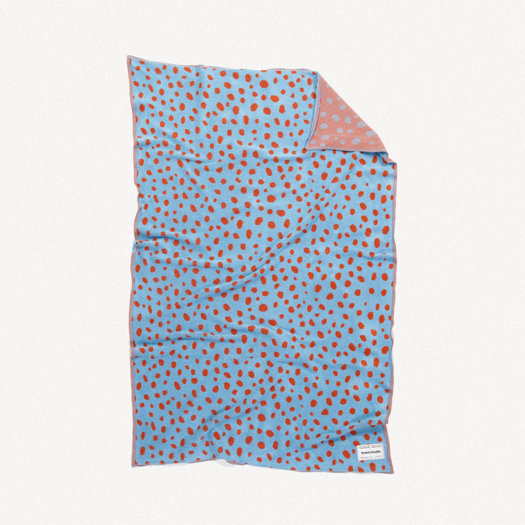 Serviette de plage tricotée Pebbles | Bleu ciel et brique: Norme