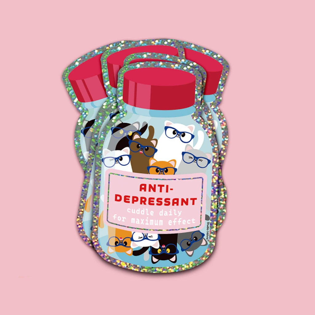 Autocollant pailleté Anti-dépresseur câlin quotidien chats