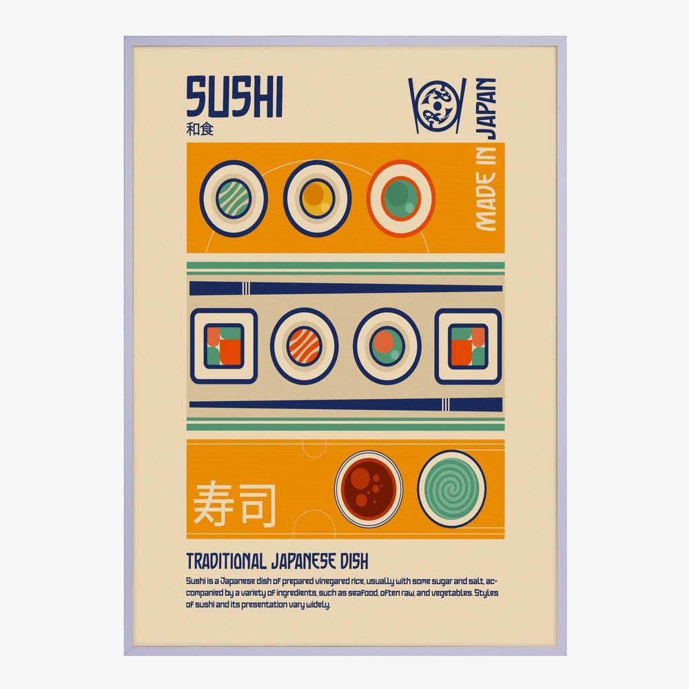 Impression d'art « Sushi fabriqué au Japon » - Affiche rétro: Pas de cadre / 30 x 40 cm