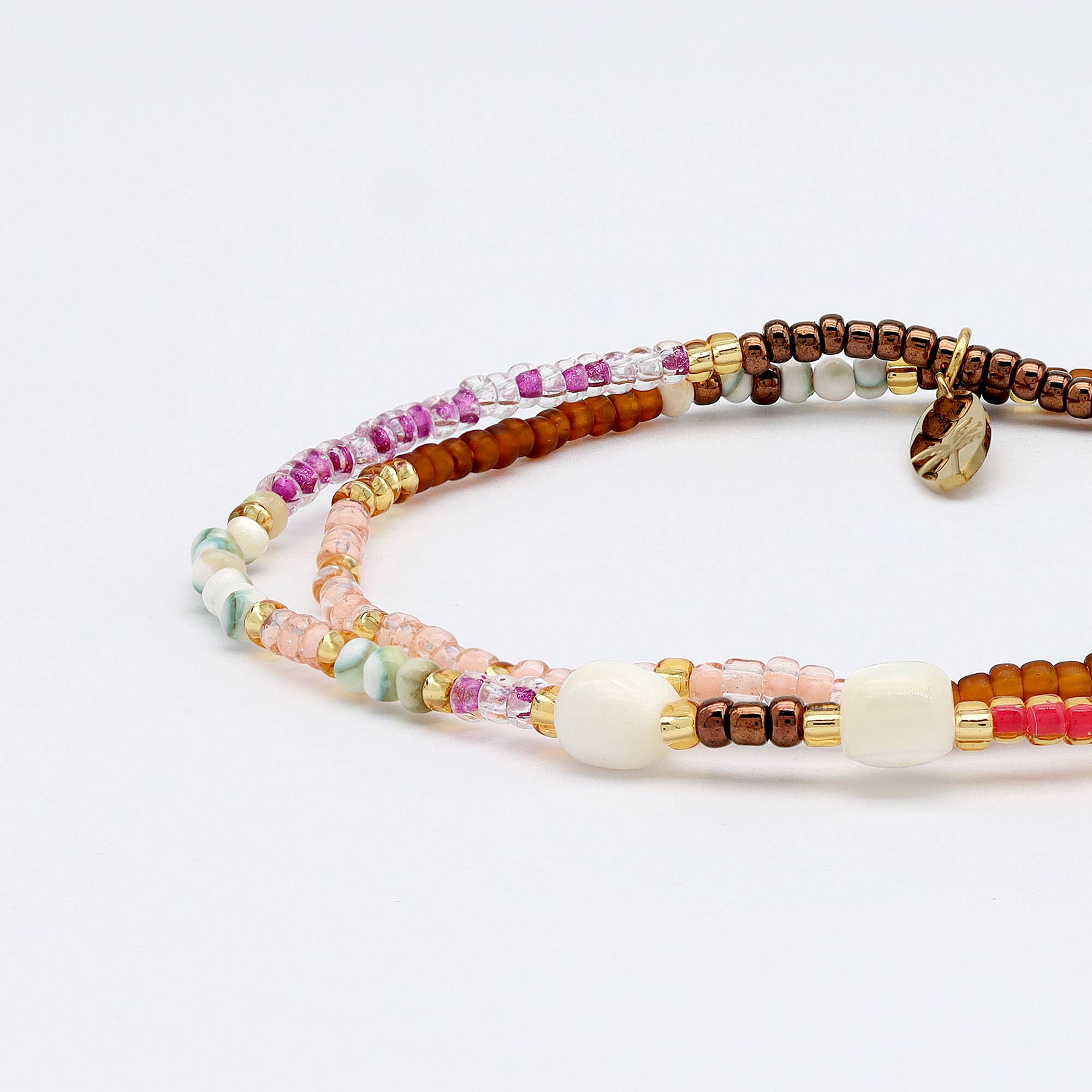 Pantai Bracelet à perles tons chauds, bracelet de surf élastique