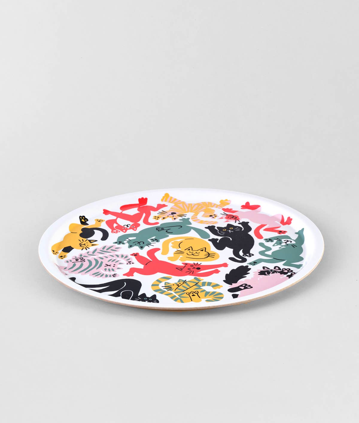 Plateau de service rond en bouleau de 38 cm pour chats