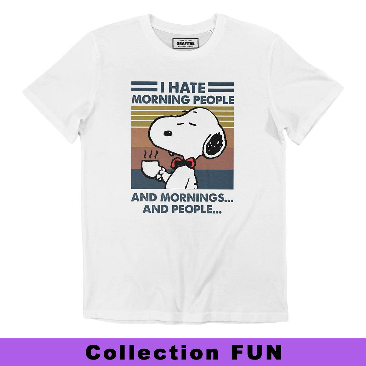 T-shirt Morning People - Tee shirt drôle graphique: Blanc / M