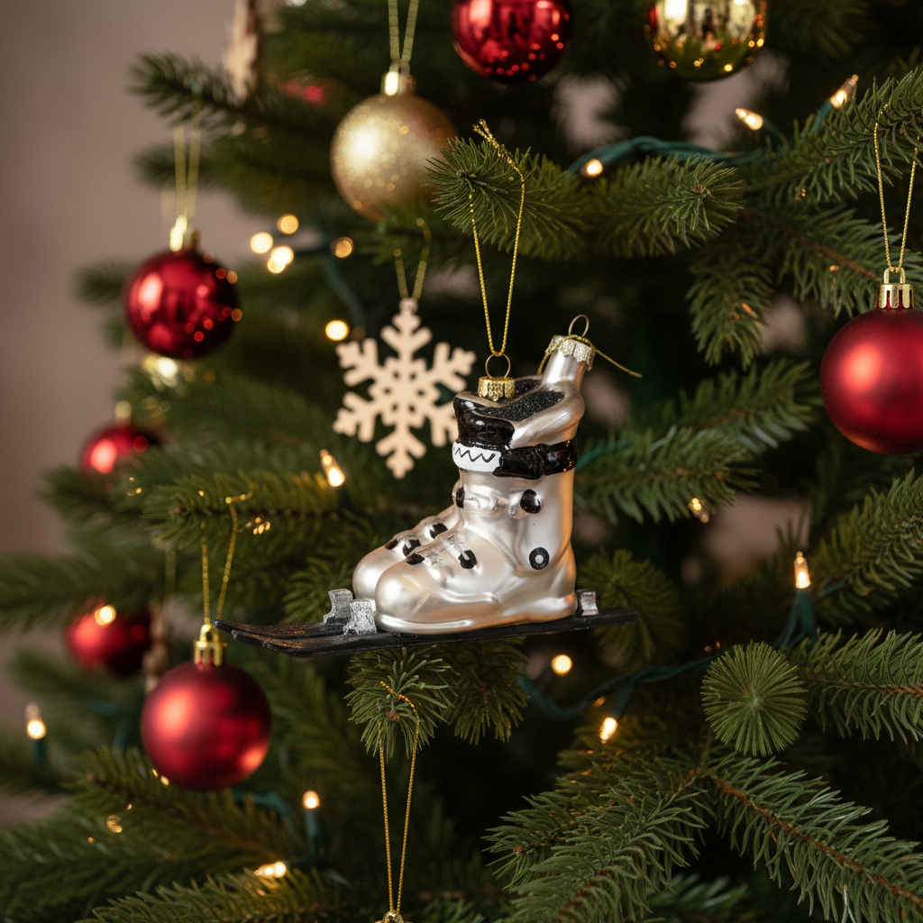 Suspension de Noël - Skifeet - Argent/Noir - 13x5,5x8,5cm