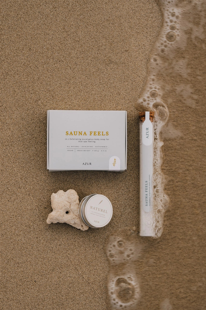 SAUNA FEELS | savon exfoliant au sel naturel parfum eucalyptus
