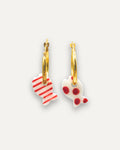 Boucles d'oreilles créoles - Pendentif poisson en porcelaine et argent 925