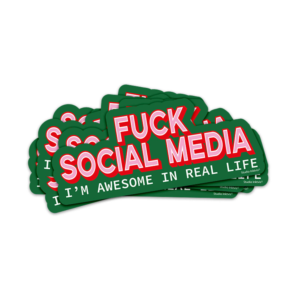 Autocollant Fuck les réseaux sociaux Je suis génial dans la vraie vie