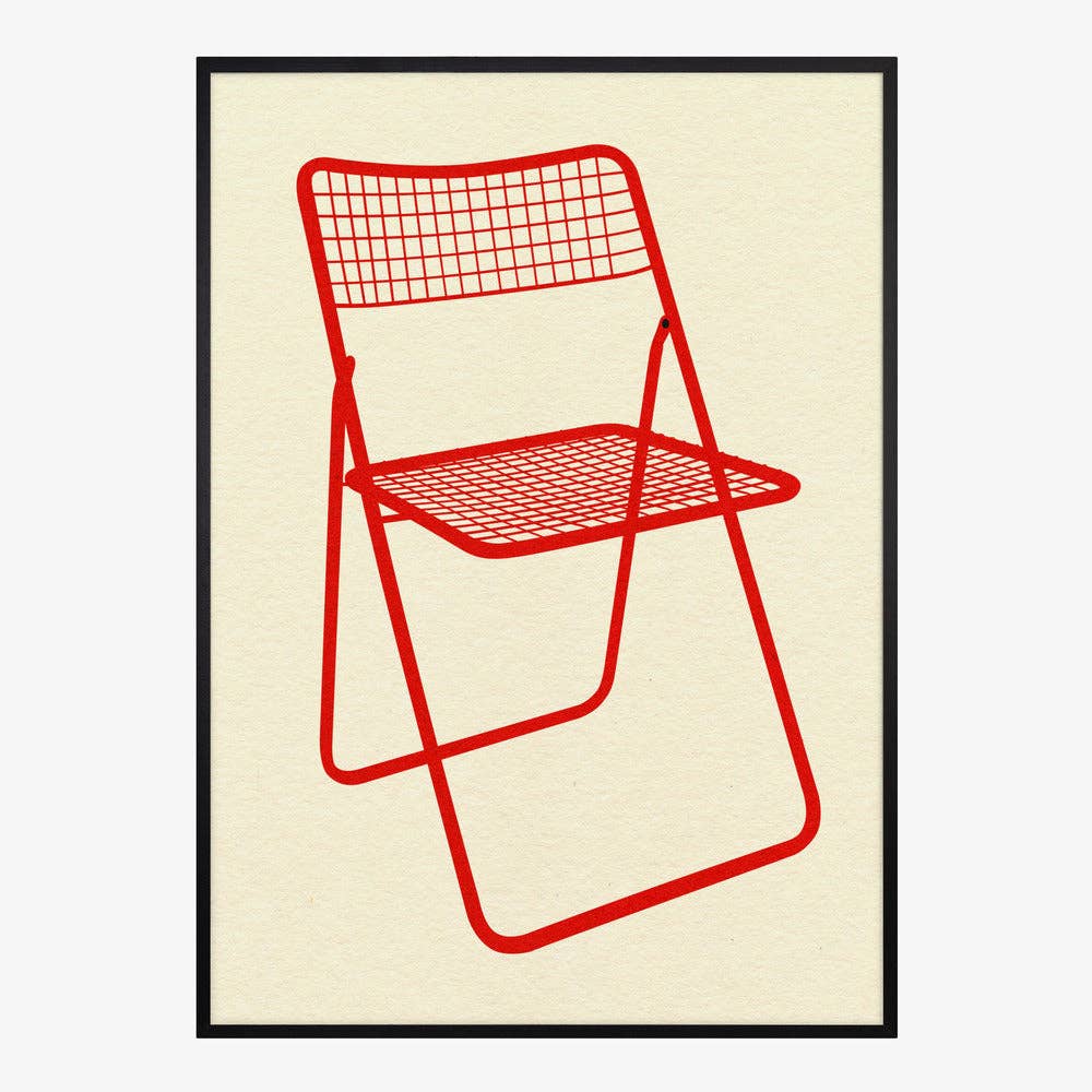 Affiche artistique — chaise pliante en maille rouge — Pop graphique: Pas de cadre / 30x40 cm