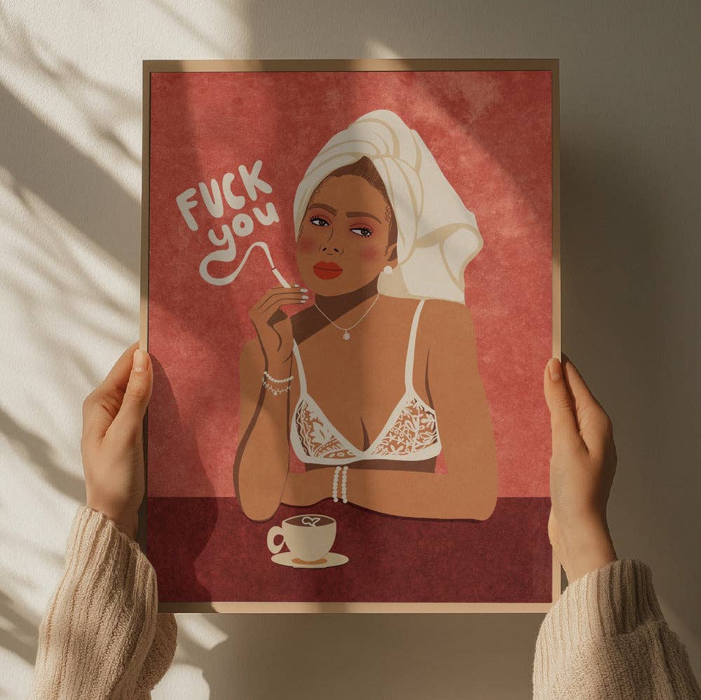 Impression d'art — Femme en smoking et turban en serviette - Pop éditorial: Pas de cadre / 30x40 cm