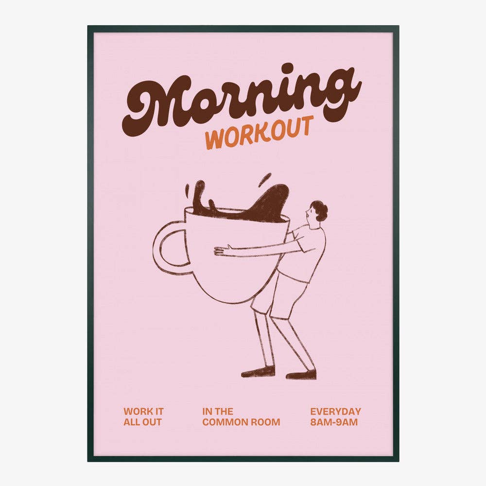 Impression artistique « Entraînement matinal au café » — Affiche rétro rose: Pas de cadre / 30x40 cm