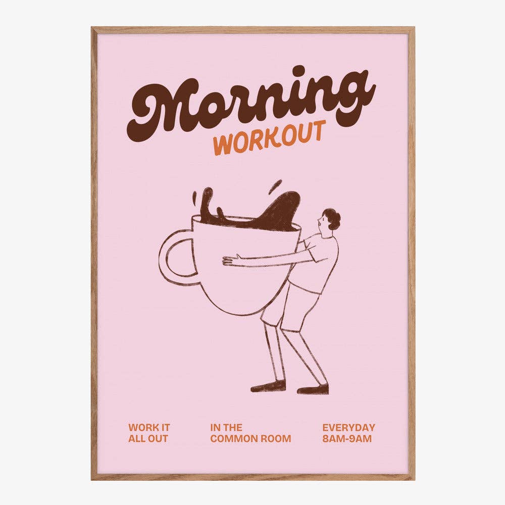 Impression artistique « Entraînement matinal au café » — Affiche rétro rose: Pas de cadre / 30x40 cm