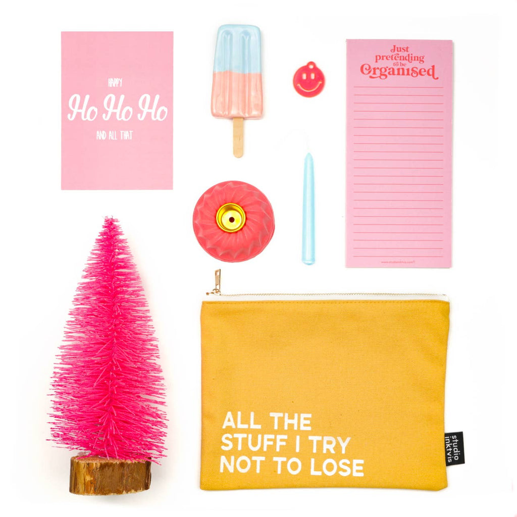 Trousse maquillage « All The Stuff I Try Not To Lose » moutarde