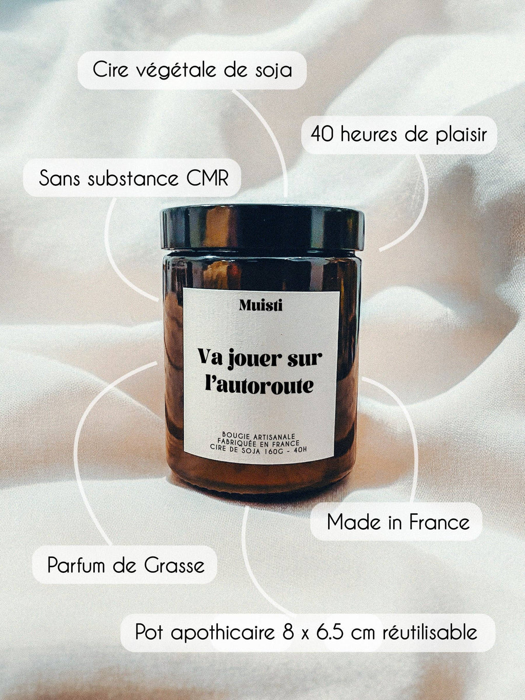 Bougie Parfumée - Va jouer sur l'autoroute: Musc Blanc