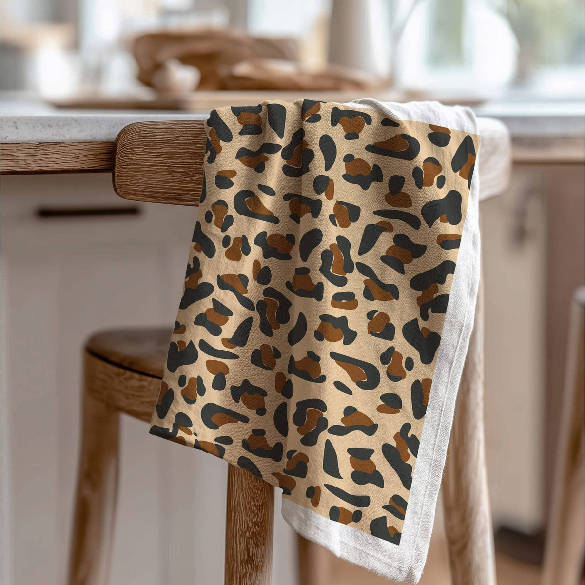 Torchon coton bio - motif léopard