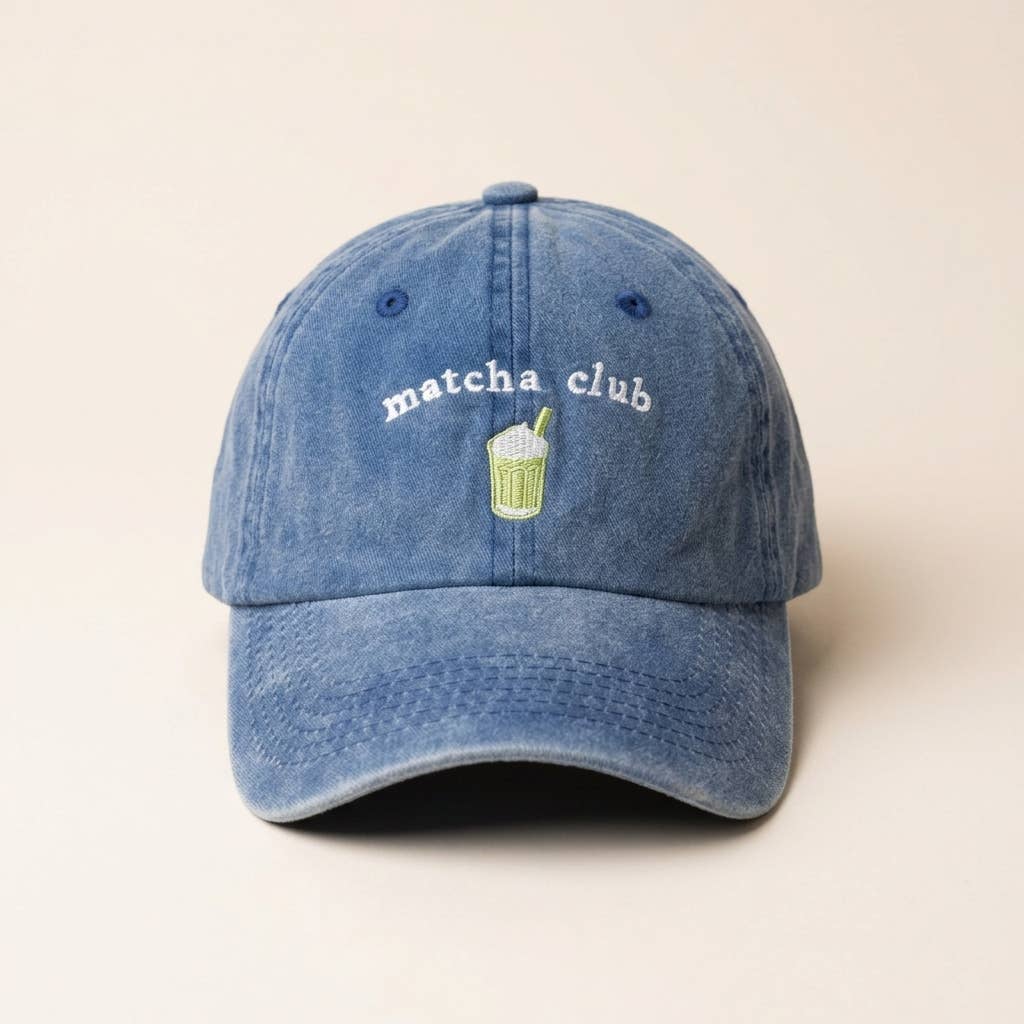 Casquette bleue brodée Matcha Club