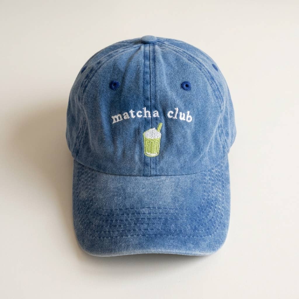 Casquette bleue brodée Matcha Club