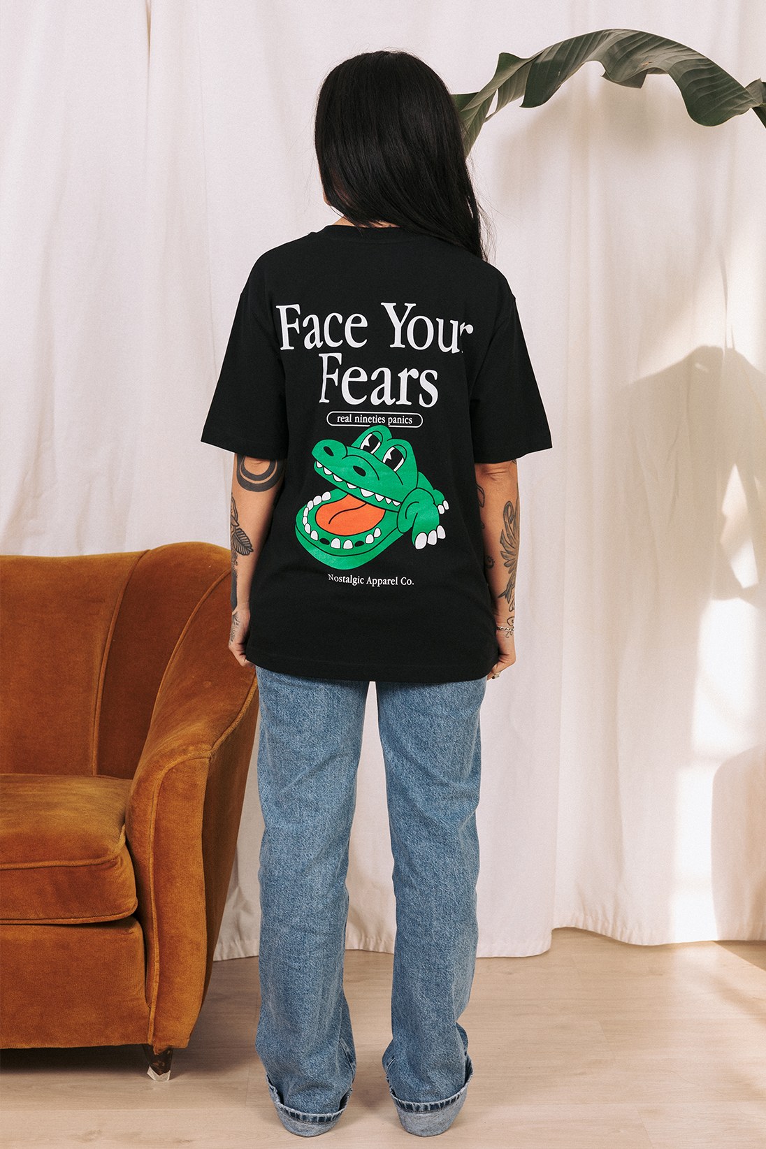 T-shirt unisexe noir « Face Your Fears » | L / Oversize