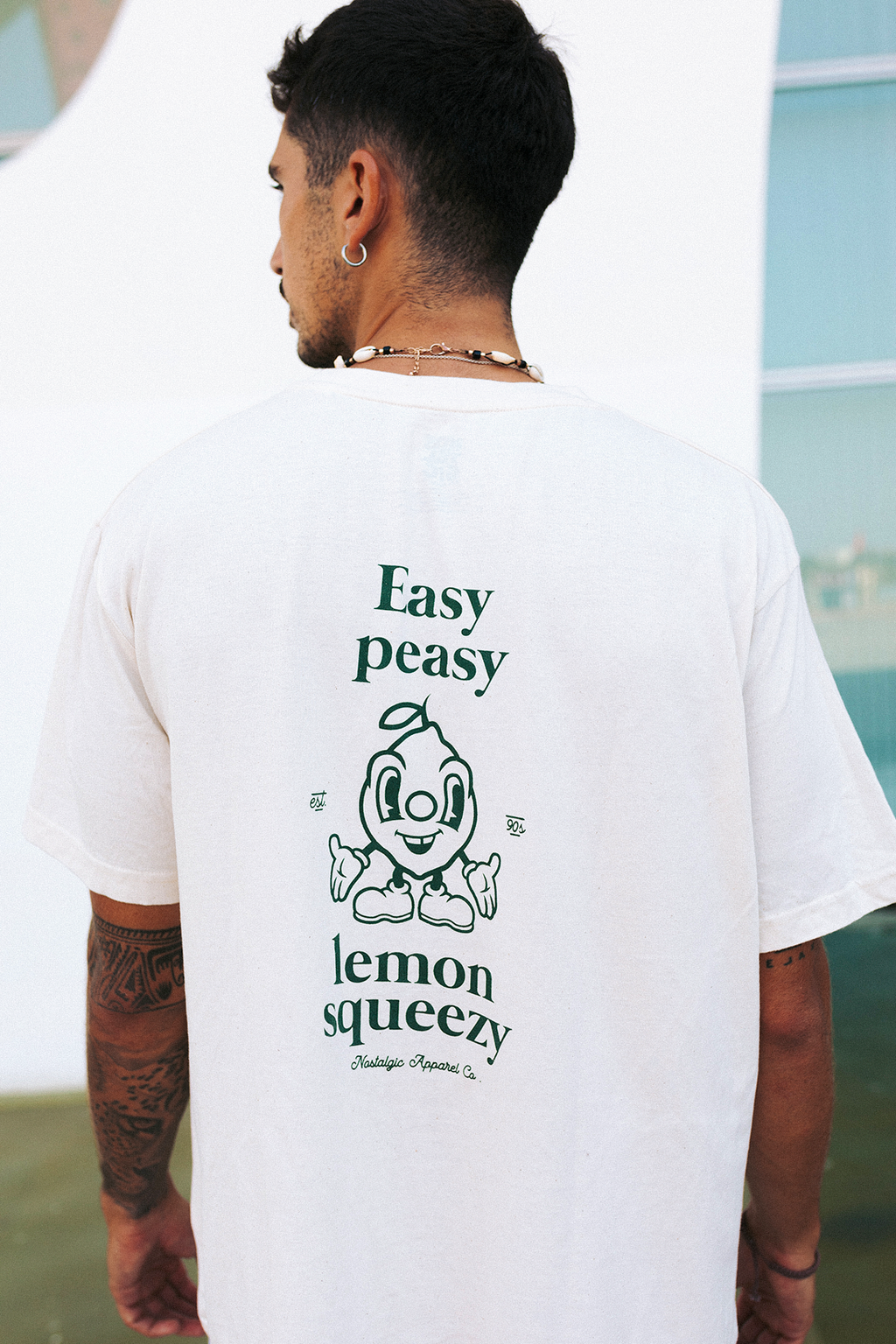 T-shirt naturel unisexe "Easy Peasy" : S / Oversize