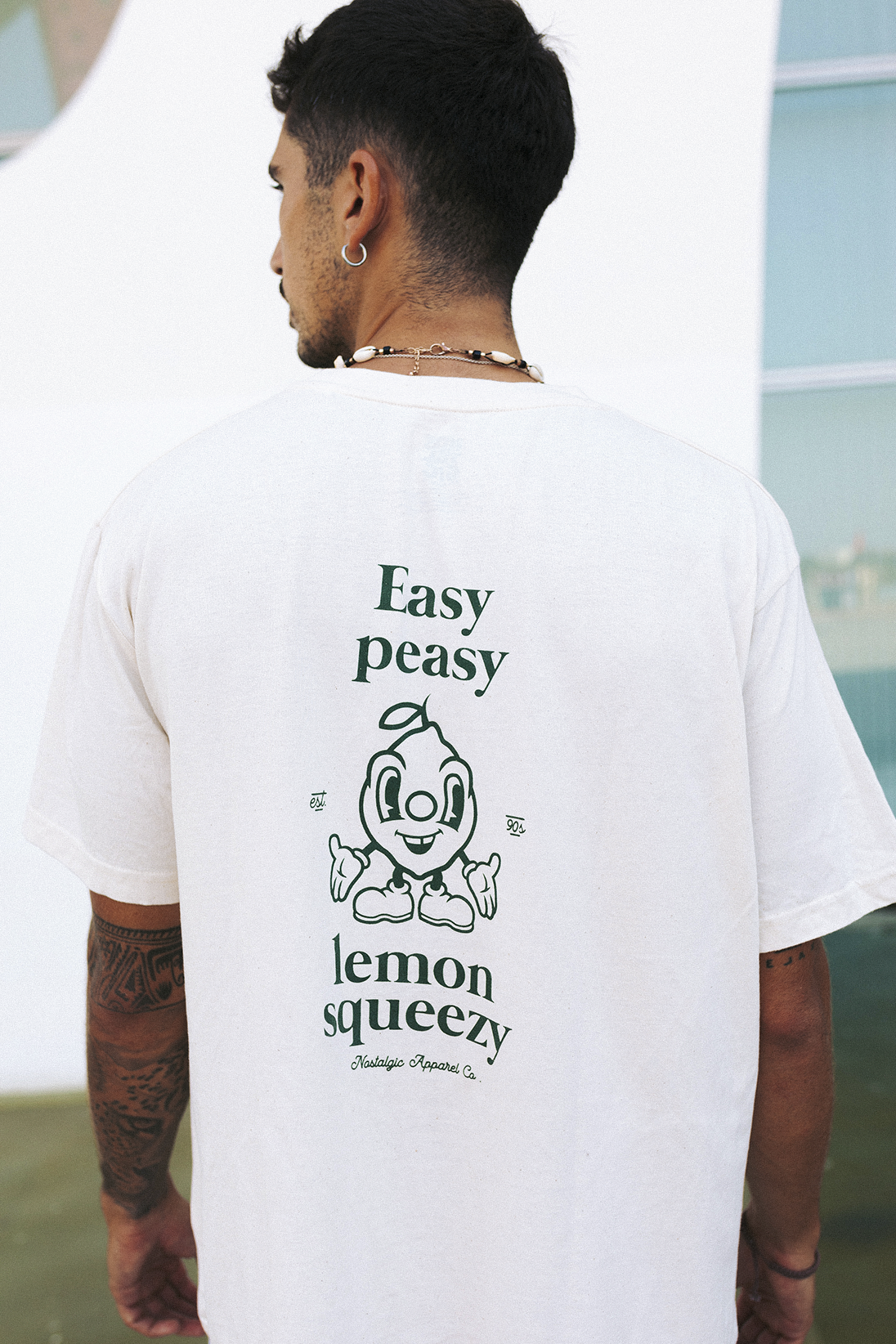 T-shirt naturel unisexe "Easy Peasy" : S / Oversize