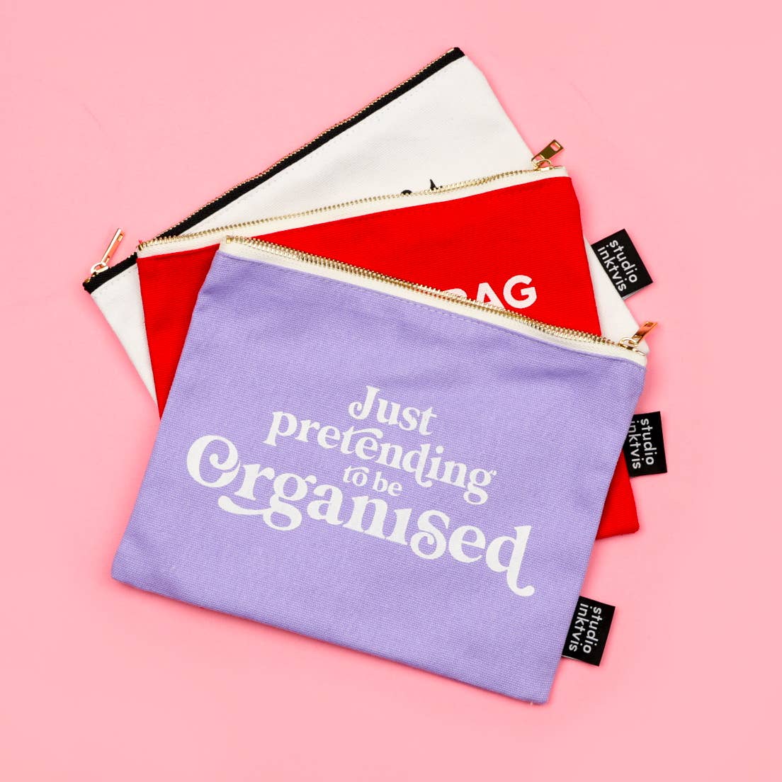Trousse maquillage lilas « Just Pretending to Be Organized »