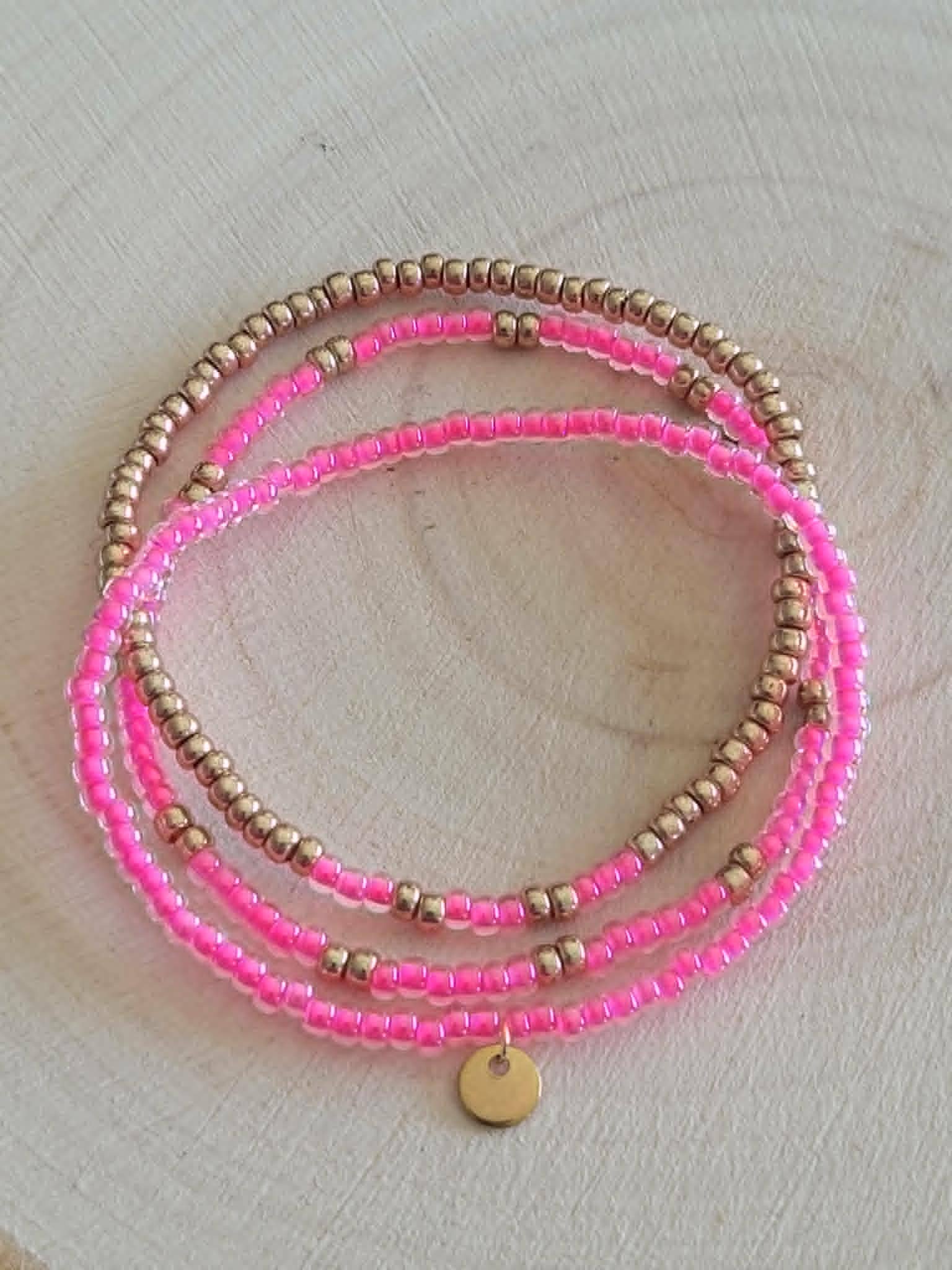 Set de bracelets Miyuki fluo rose