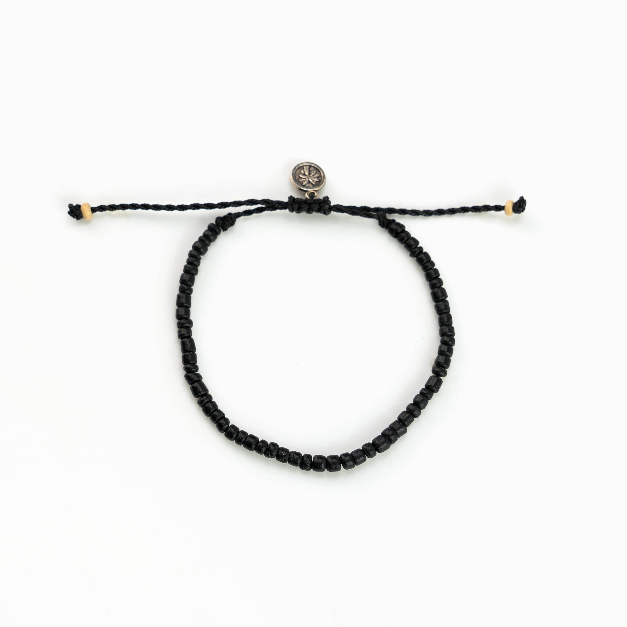 Bracelet de cheville à perles Coconut Bay, ajustable pour hommes: Noir