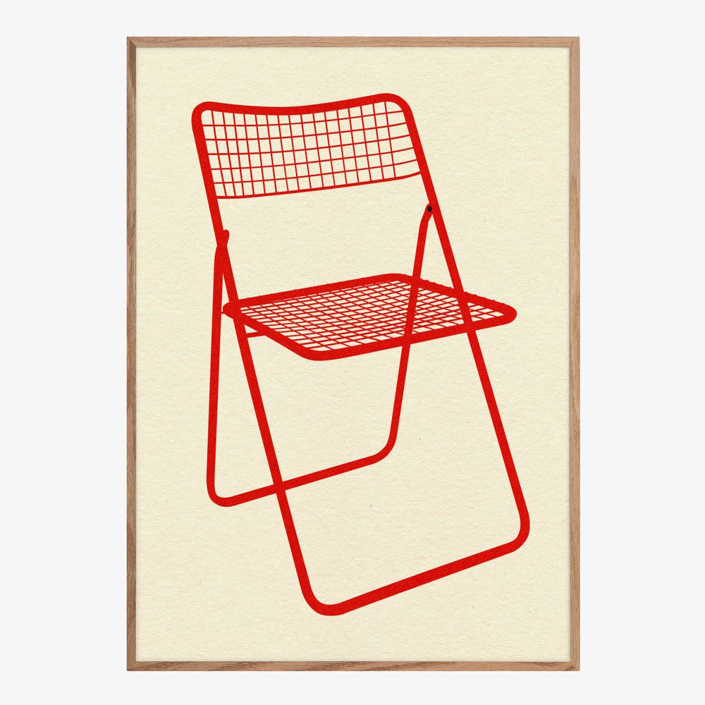 Affiche artistique — chaise pliante en maille rouge — Pop graphique: Pas de cadre / 30x40 cm