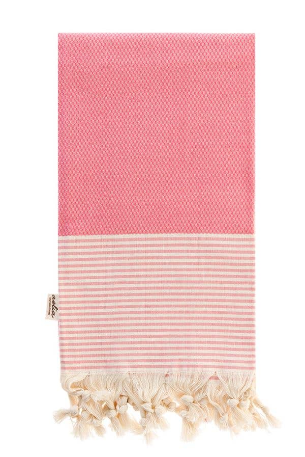 Serviette de plage Ithaki rose 100 % coton