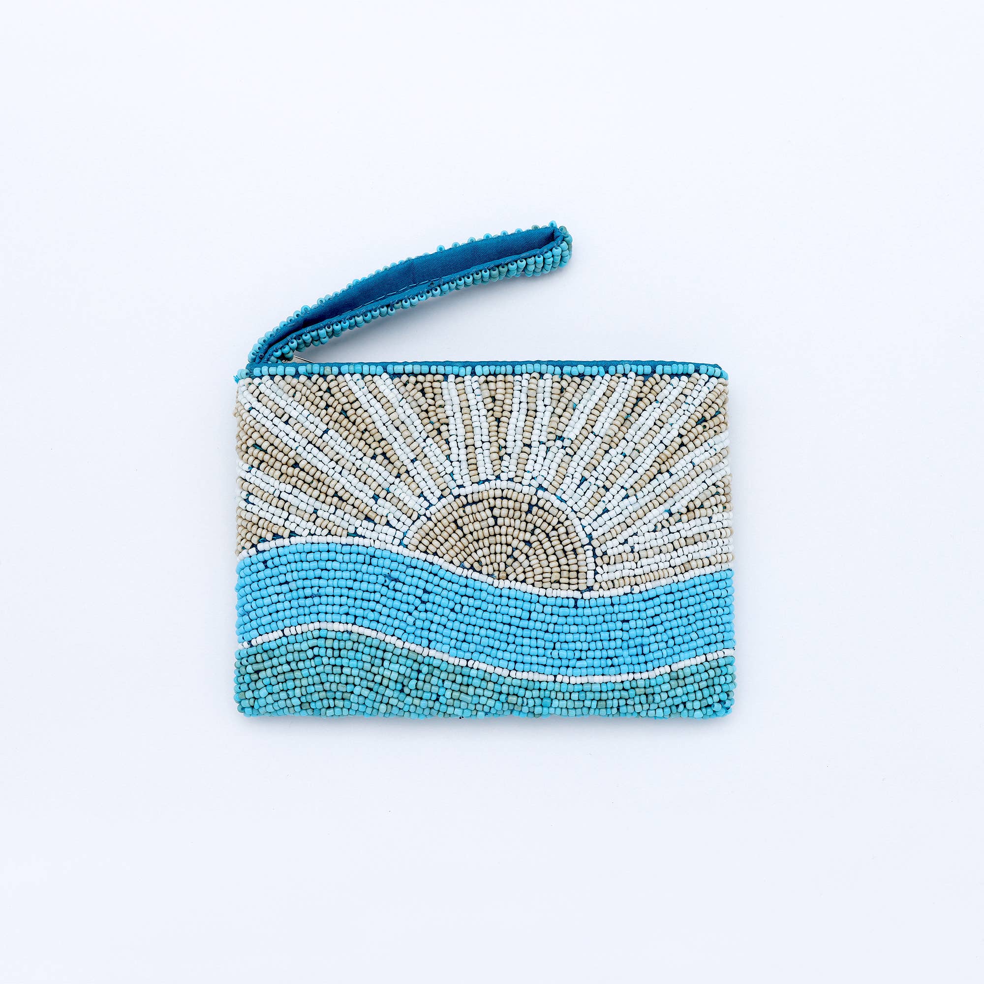 Petite pochette perlée Sunrise: Bleu
