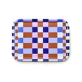 Plateau de service à damier Caramel/Sky - 27x20 cm
