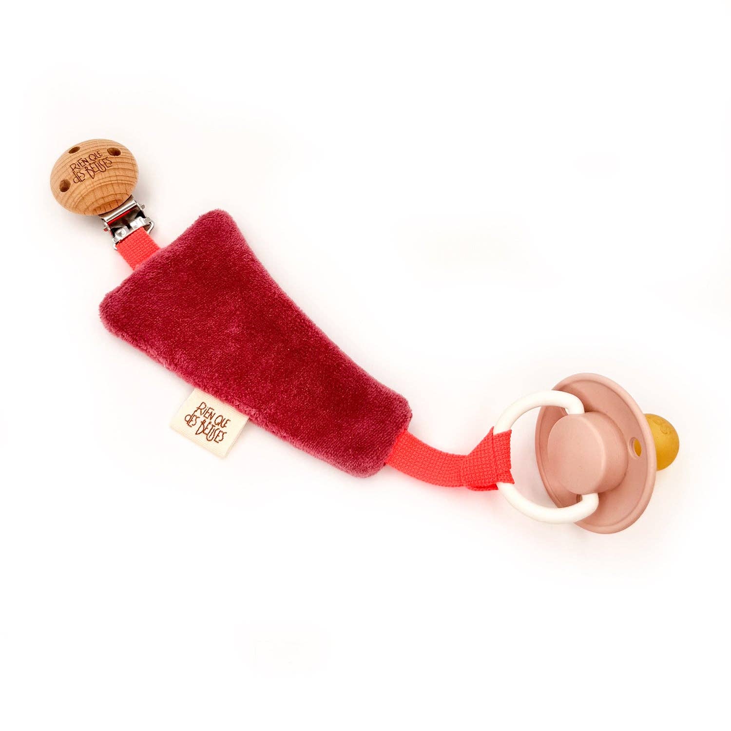 Attache tétine éponge vieux rose