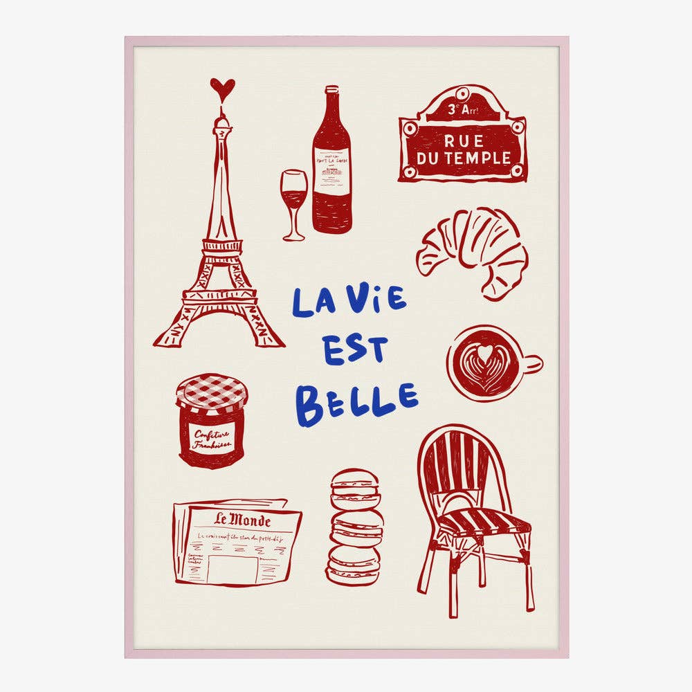 Affiche artistique « Icônes des cafés de Paris » — Affiche de voyage naïve: Pas de cadre / 30x40 cm