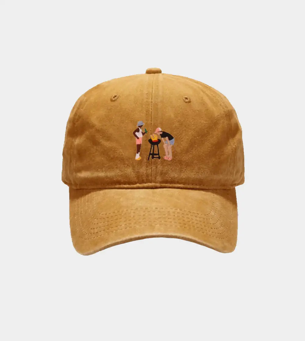 Casquette Brodée - Barbecue des vacances: Bleu Vintage