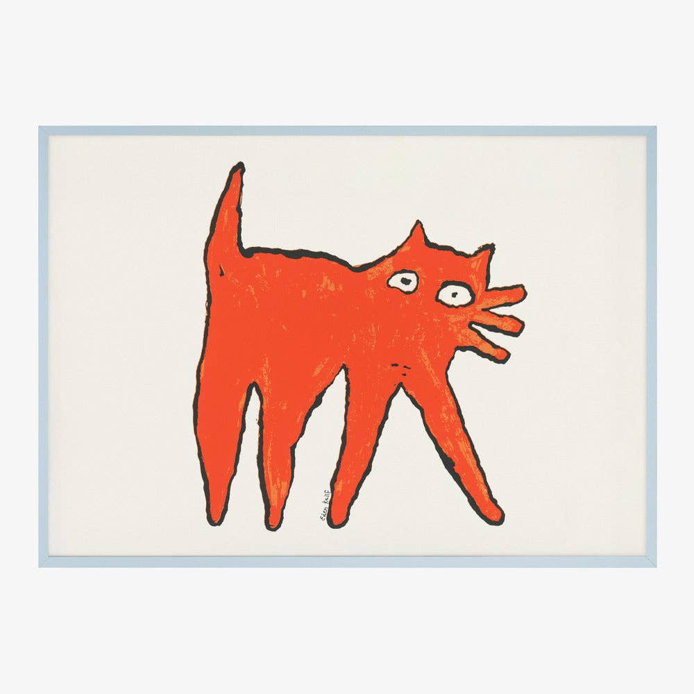Tirage d'art — Chat orange aux grands yeux — Naïf, fantaisiste: Pas de cadre / 30 x 40 cm