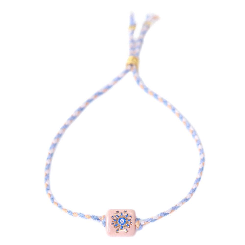 Bracelet œil porte-bonheur ajustable avec perle dorée