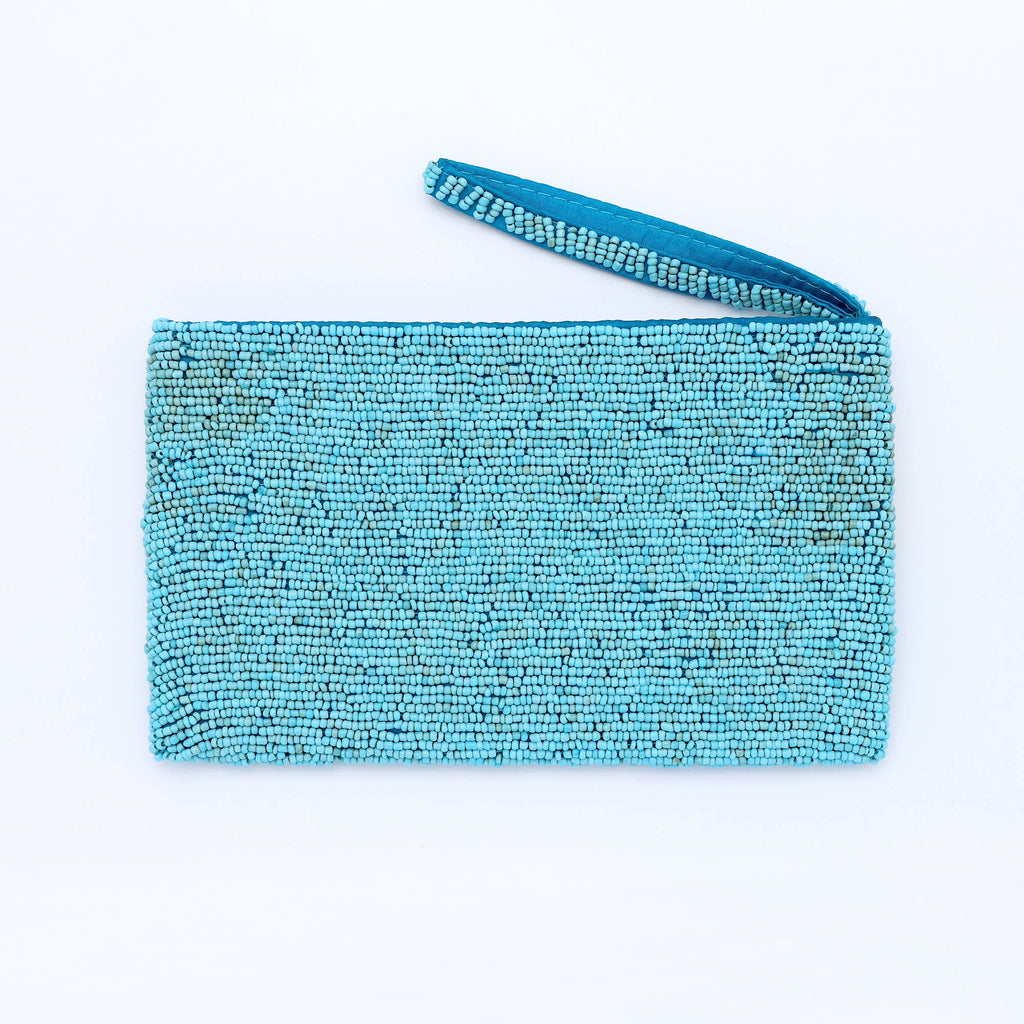 Grande pochette perlée motif lever de soleil, accessoires de plage faits main: Orange