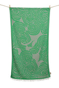 Serviette de plage Matala vert citron et gris