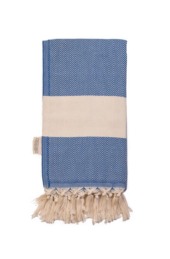 Serviette de plage Limnos couleur bleu parl. 100 % coton