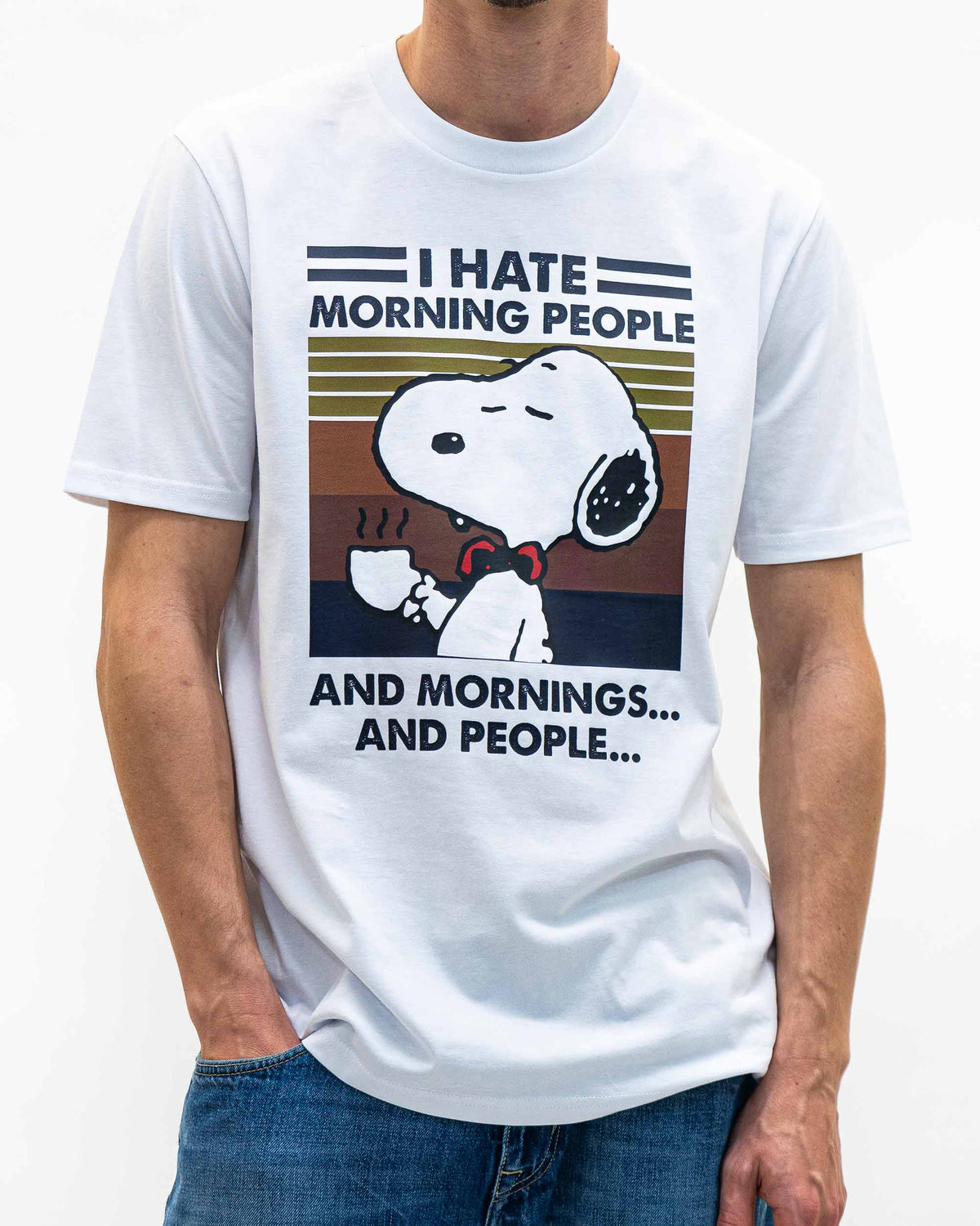 T-shirt Morning People - Tee shirt drôle graphique: Blanc / L